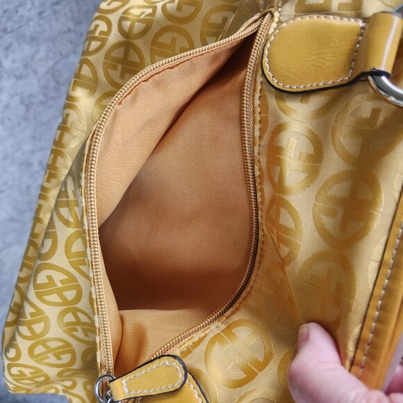 Giani Bernini NEW Gold Logo Tote Bag Faux Leather & Fabric Shoulder Purse NWOT - Picture 14 of 14